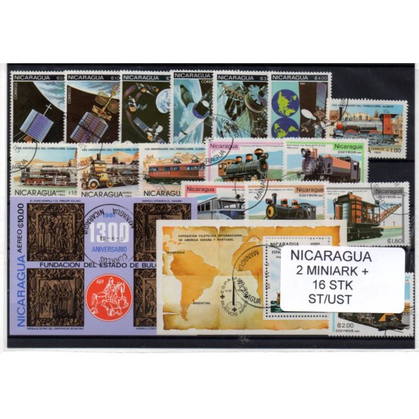 Nicaragua Samling - 2 Miniark + 16 stk Stemplet/Ustemplet