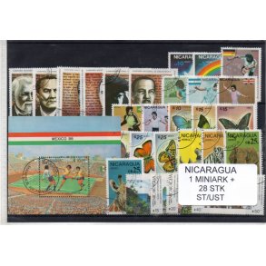 Nicaragua Samling - 1 Miniark + 28 stk. Stemplet/Ustemplet