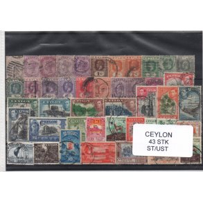 Ceylon Samling - 43 Stk. Stemplet/Ustemplet