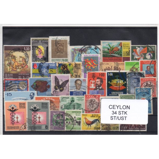 Ceylon/Sri Lanka Samling 34 Stk. Stemplet/ustemplet