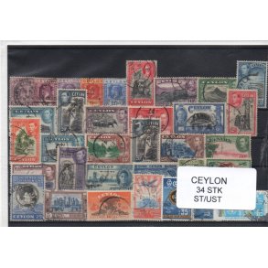 Ceylon Samling - 34 Stk. Stemplet/Ustemplet