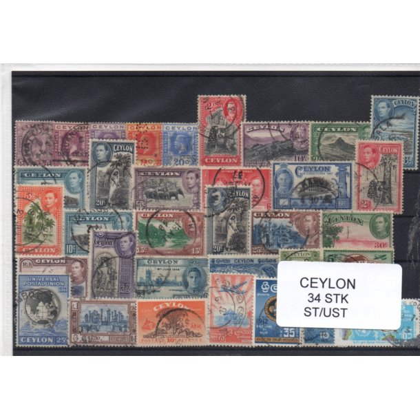 Ceylon Samling - 34 Stk. Stemplet/Ustemplet