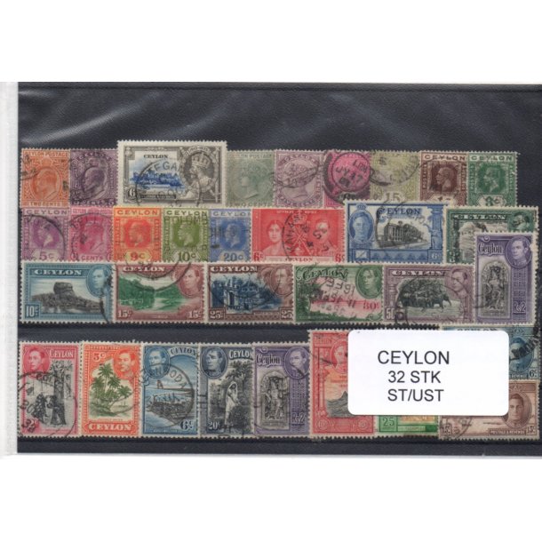 Ceylon Samling - 32 Stk. Stemplet/Ustemplet