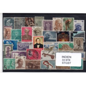 Indien Samling - 33 Stk. Stemp�let/Ustemplet