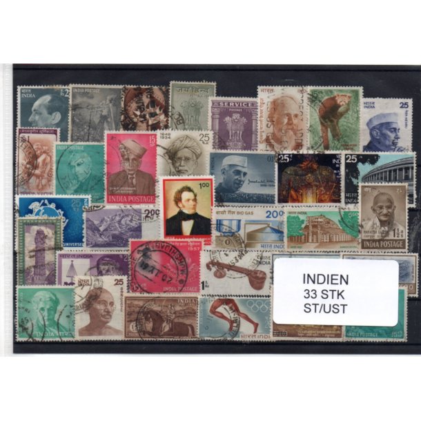 Indien Samling - 33 Stk. Stemp�let/Ustemplet