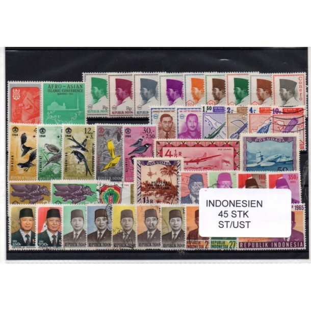 Indonesien Samling. 45 Stk. Stemplet/Ustemplet