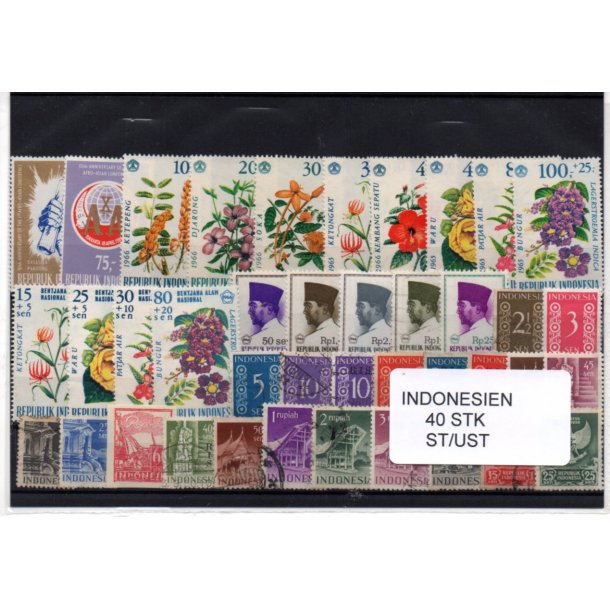 Indonesien Samling. 40 Stk. Stemplet/Ustemplet
