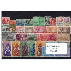 Indonesien Samling. 32 Stk. Stemplet/Ustemplet