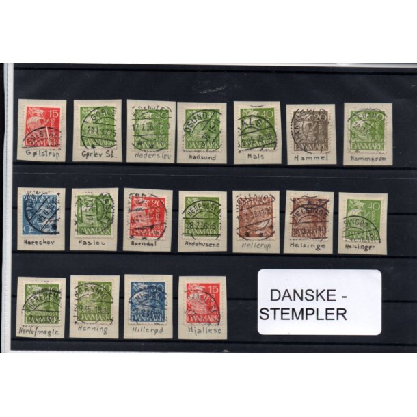 Danske Stempler p Karavel - 18 Stk