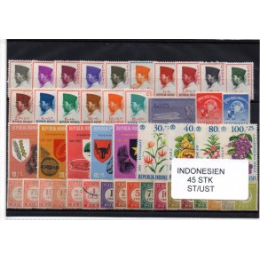 Indonesien Samling. 45 Stk. Stemplet/Ustemplet