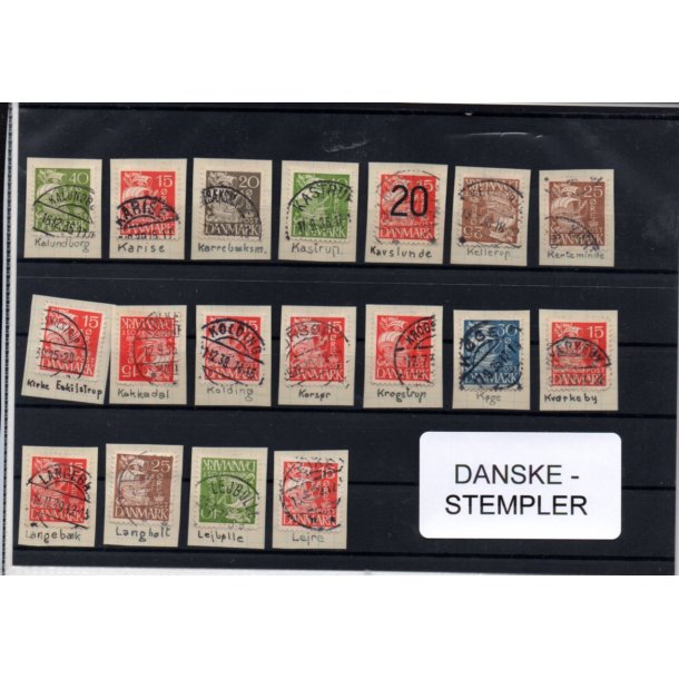Danske Stempler p Karavel - 18 Stk