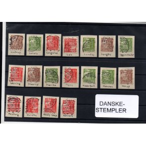 Danske Stempler p Karavel - 18 Stk