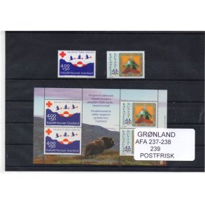 Grnland - Afa 237 - 38 og 239 Miniark Postfrisk