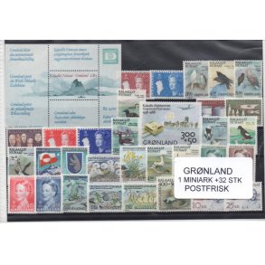 Grnland - 1 Miniark + 32 Stk. Postfrisk