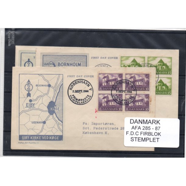 Danmark - Afa 285 - 87 - FDC Friblok Stemplet
