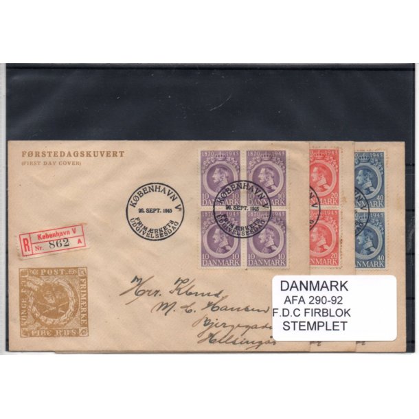 Danmark - Afa 290 - 92 - FDC Friblok Stemplet