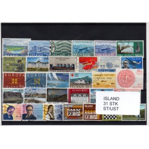 Island Samling 31 forskellige Stemplet/Ustemplet