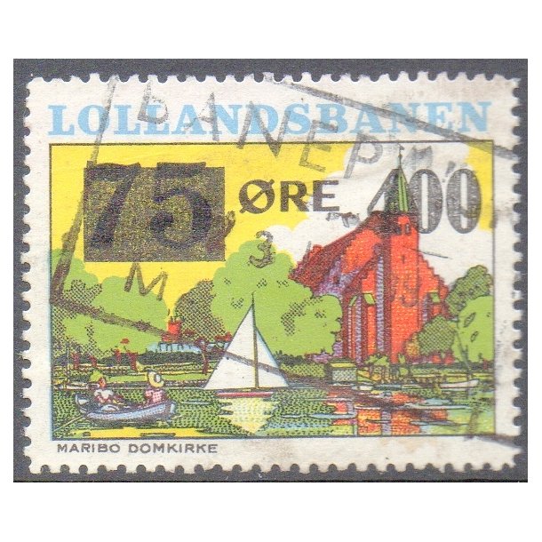 Lollandsbanen  - Godsfrimrke - 75 re overstemplet til 400 re - Stemplet