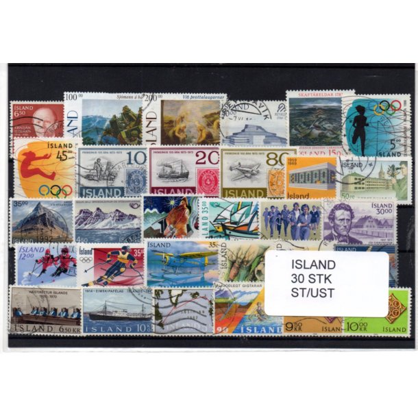 Island Samling 30 forskellige Stemplet/Ustemplet