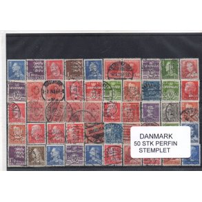 Danmark Perfiner 50 stk. Stemplet/Ustemplet