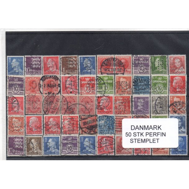 Danmark Perfiner 50 stk. Stemplet/Ustemplet