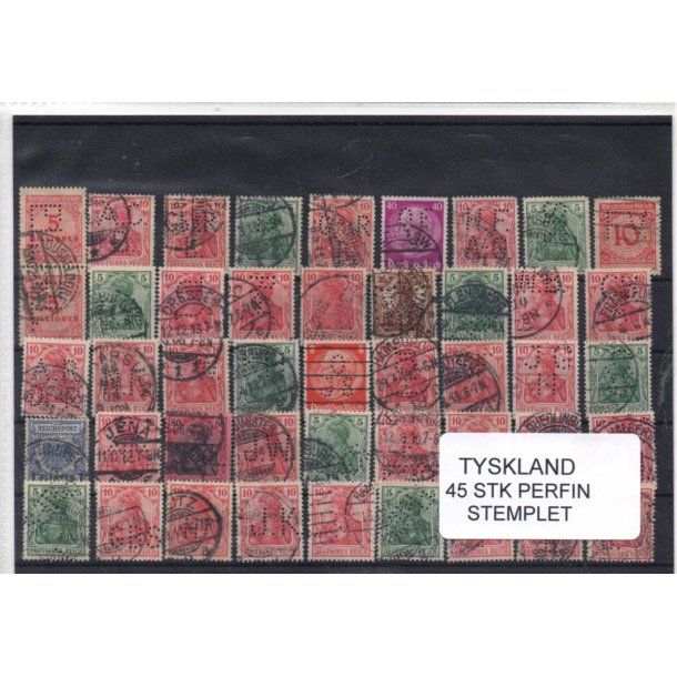 Tyskland Perfiner 45 stk. Stemplet/Ustemplet