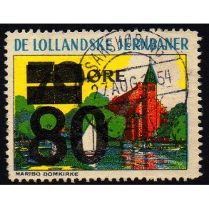Lollandsbanen  - Godsfrimrke - 70 re overstemplet til 80 re - Stemplet