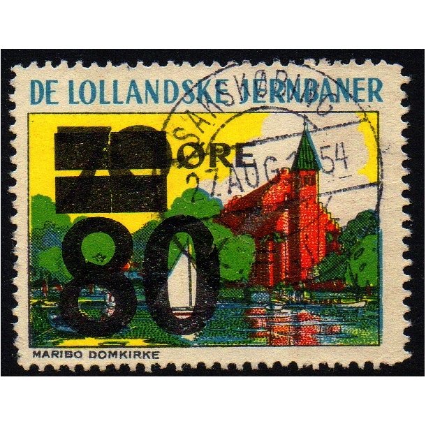 Lollandsbanen  - Godsfrimrke - 70 re overstemplet til 80 re - Stemplet