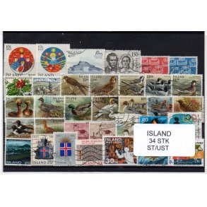 Island Samling 34 forskellige Stemplet/Ustemplet