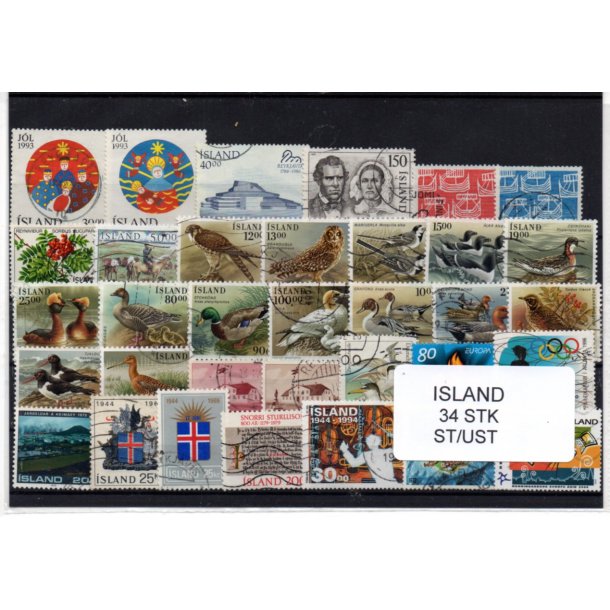 Island Samling 34 forskellige Stemplet/Ustemplet