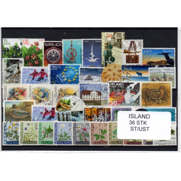 Island Samling 36 forskellige Stemplet/Ustemplet