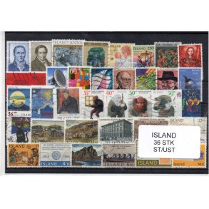 Island Samling 36 forskellige Stemplet/Ustemplet