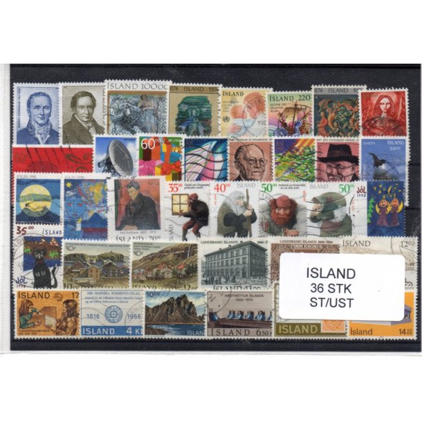 Island Samling 36 forskellige Stemplet/Ustemplet