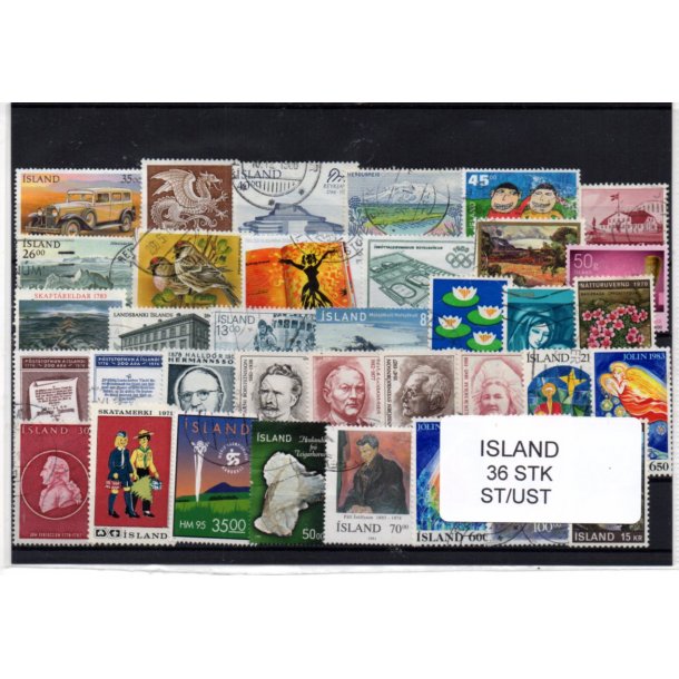 Island Samling 36 forskellige Stemplet/Ustemplet