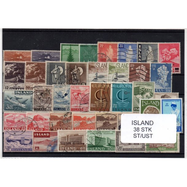 Island Samling 38 forskellige Stemplet/Ustemplet