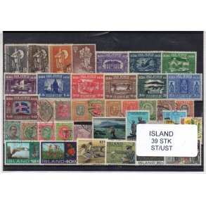 Island Samling 39 forskellige Stemplet/Ustemplet