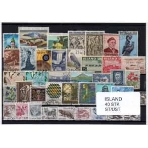 Island Samling 40 forskellige Stemplet/Ustemplet