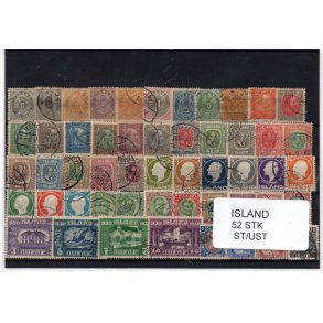 Island Samling 52 forskellige Stemplet/Ustemplet