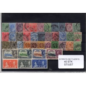 Straits Settelment Samling - 40 Stk. Stemplet/Ustemplet