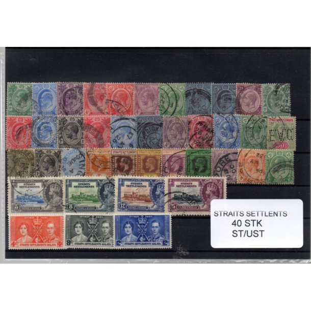 Straits Settelment Samling - 40 Stk. Stemplet/Ustemplet