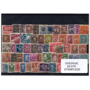 Sverige Samling 56 Stk Forskellige Stemplet