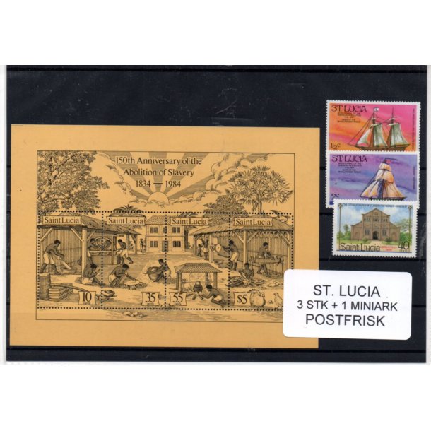 St. Lucia Samling - 1 Miniark + 3stk. Postfrisk