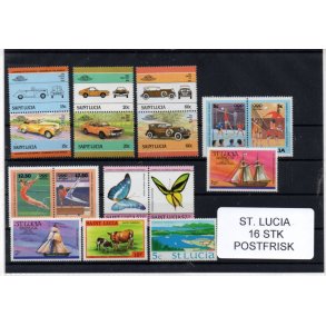 St. Lucia Samling -  16 stk. Postfrisk