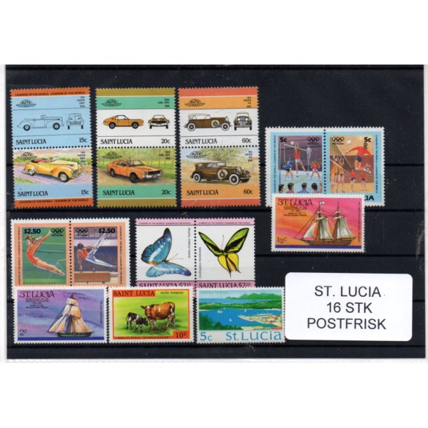 St. Lucia Samling -  16 stk. Postfrisk
