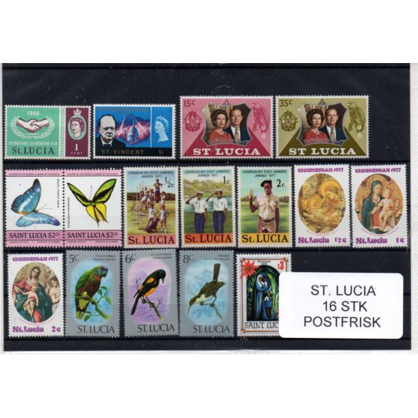 St. Lucia Samling -  16 stk. Postfrisk
