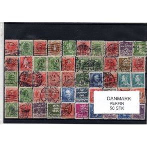 Danmark Perfiner 50 stk. Stemplet/Ustemplet