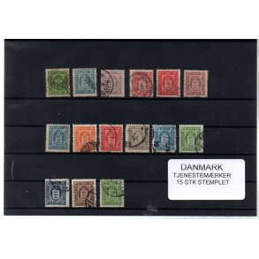 Danmark - Tjenestemrker 15 Stk. Stemplet