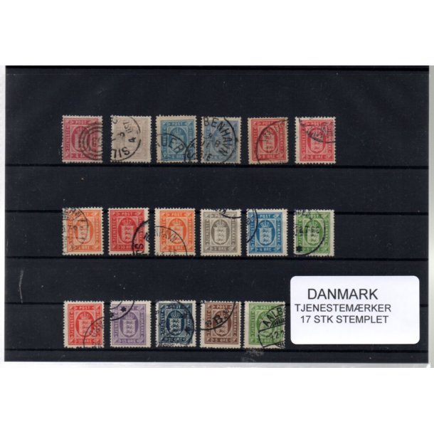 Danmark - Tjenestemrker 17 Stk. Stemplet