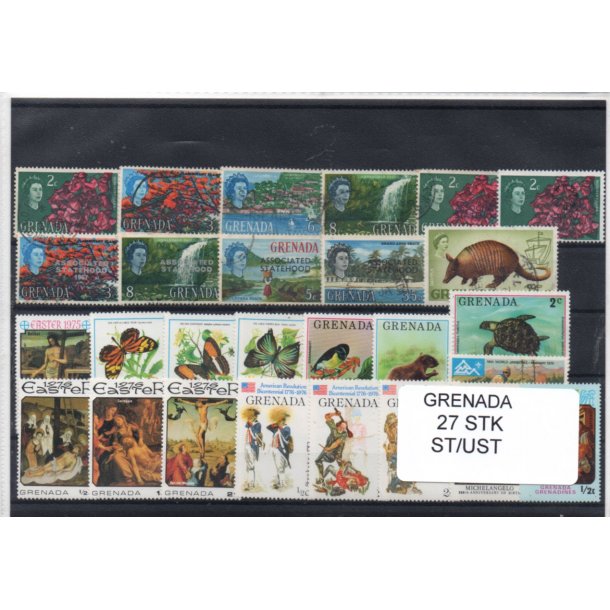 Grenada Samling - 27 Stk. Stemplet/Ustemplet