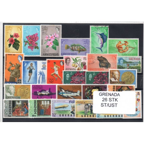 Grenada Samling - 26 Stk. Stemplet/Ustemplet